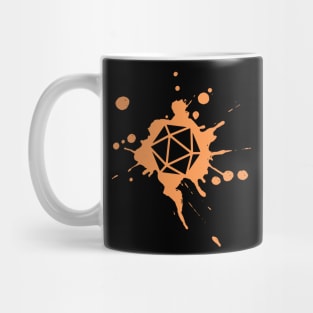 Orange 20 Sided Dice Paint Splatter Spraypaint Dungeons Crawler and Dragons Slayer Tabletop RPG Addict Mug